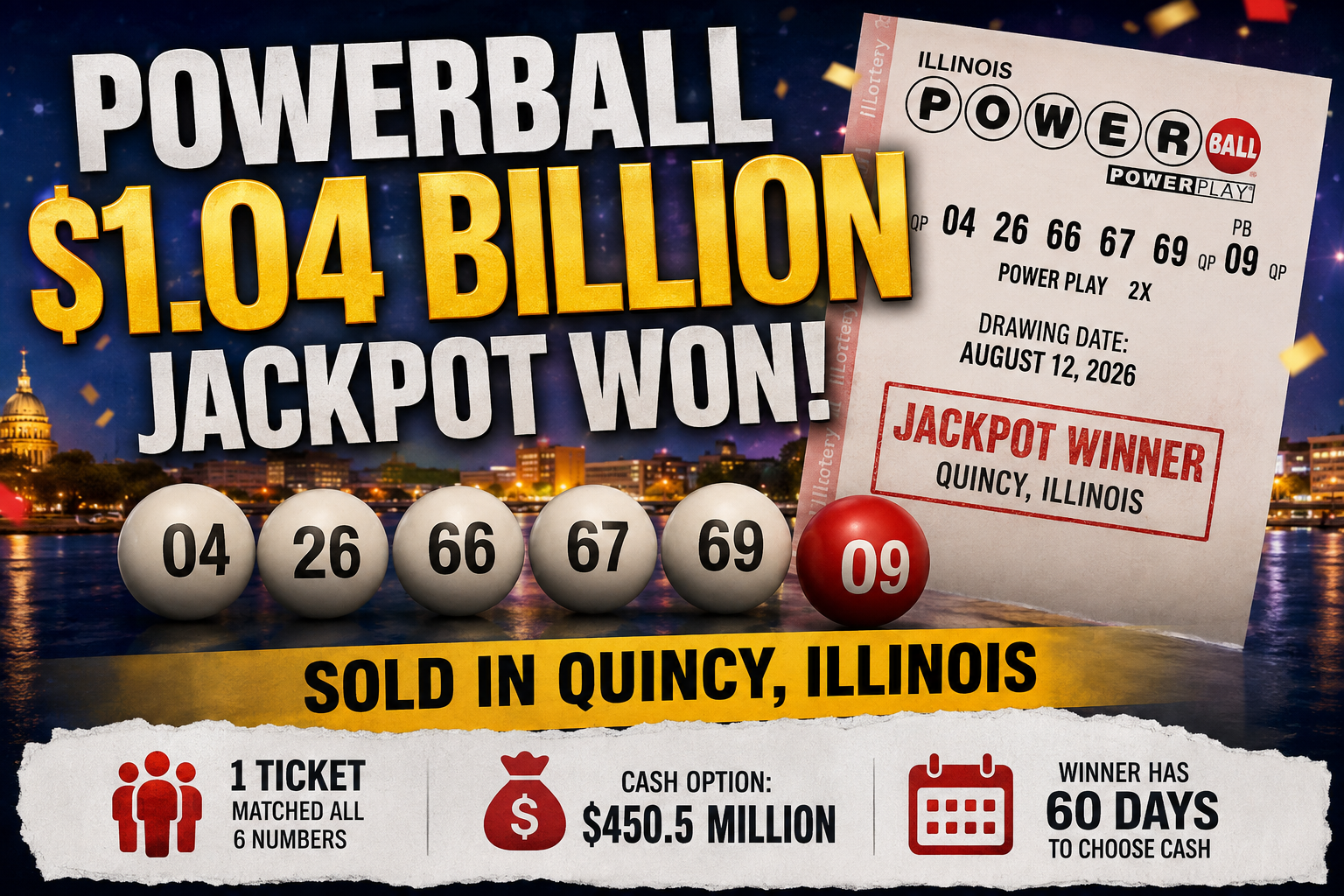 Powerball $1.04 Billion Jackpot Won in Illinois